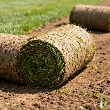 Zolle di prato a rotoli appena stese