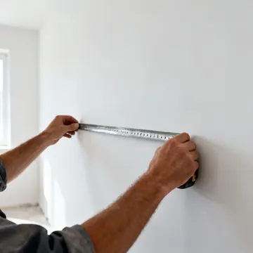 Operaio che osserva una parete interna